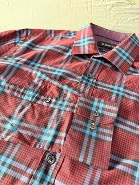 Bugatchi Red and Blue Plaid Button-Down Shirt